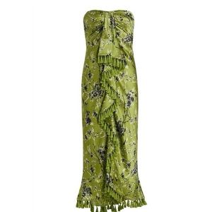 Cinq a sept, size 10, green floral dress, silk